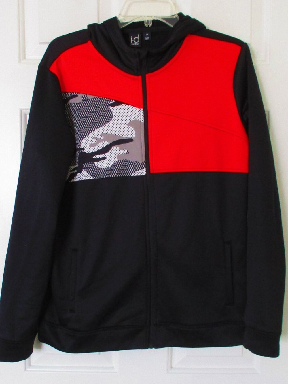 ideology Womens L/S Black & Red Full Zip Fleece-lined Hoodie Sweatshirt NWOT- XL
